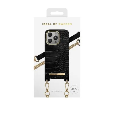 Ideal of Sweden Case for iPhone 14 Pro Max Neckless - Jet Black Croco